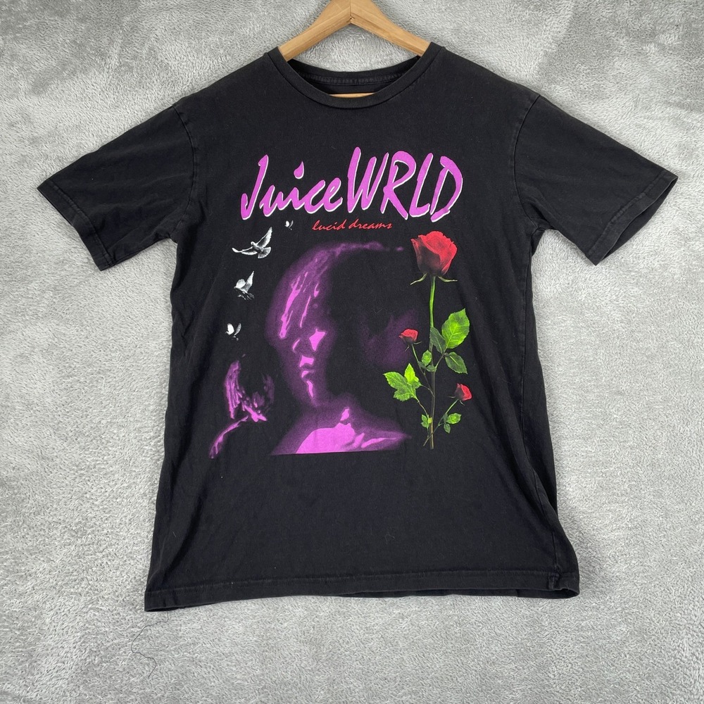 Juice WRLD Shirt Mens Large Black Lucid Dreams 999 Club Rose Hip Hop Streetwear